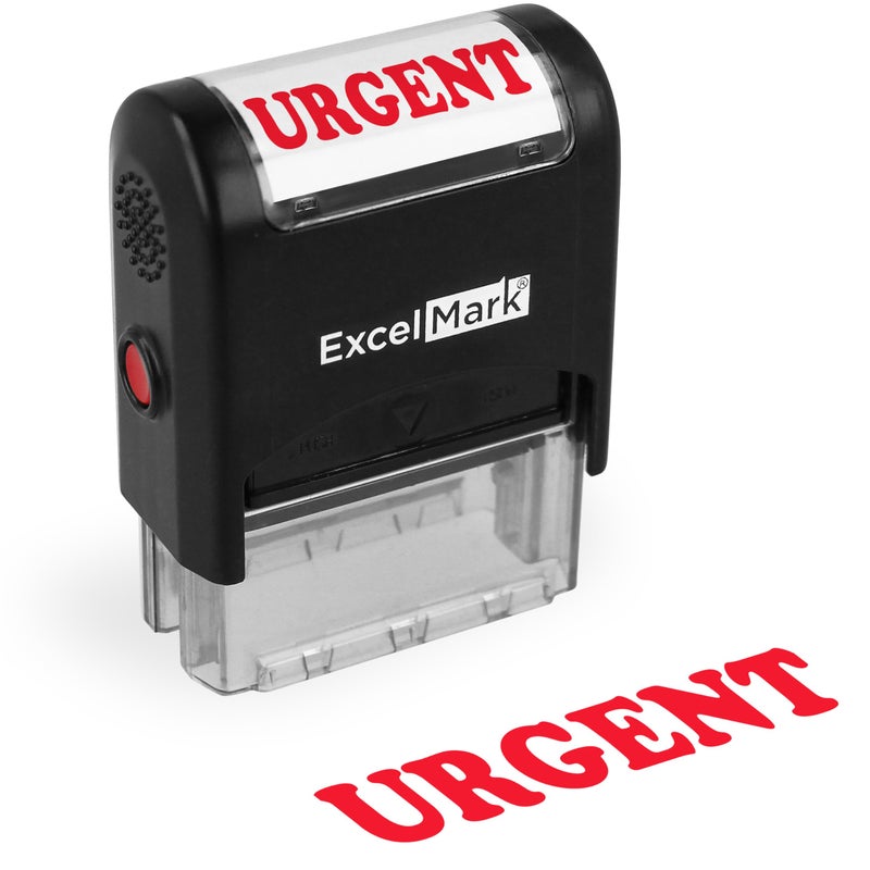 ExcelMark Urgent Self Inking Rubber Stamp - Red Ink - Image 1